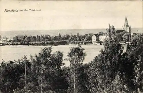 Ak Konstanz am Bodensee, Teilansicht, Münster, Blick von der Seestraße