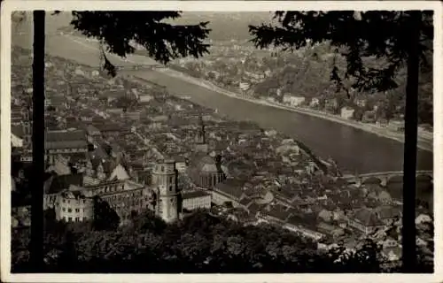 Ak Heidelberg am Neckar, Gesamtansicht, Schloss, Blick vom Rindenhäuschen