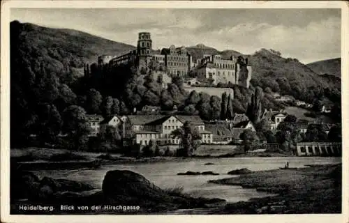 Ak Heidelberg am Neckar, Schloss, Blick von der Hirschgasse