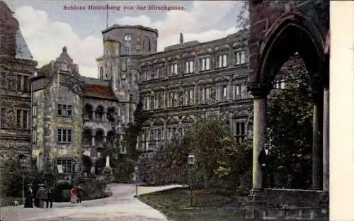 Ak Heidelberg am Neckar, Schloss Heidleberg, Blick von der Hirschgasse