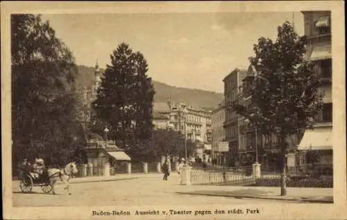 Ak Baden Baden am Schwarzwald, Aussicht vom Theater, städtischer Park