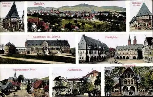 Ak Goslar am Harz, Total, Brusttuch, Achtermann, Domkapelle, Kaiserhaus, Gildehaus