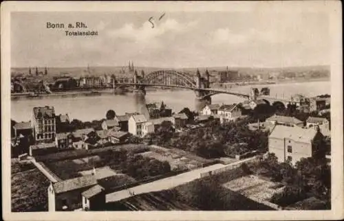 Ak Bonn am Rhein, Totalansicht, Rheinbrücke