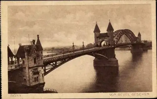 Ak Bonn am Rhein, Blick von Beuel, Rheinbrücke