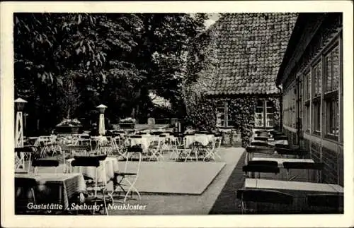 Ak Neukloster Buxtehude im Kreis Stade, Gaststätte Seeburg, Terrasse, Ausflugslokal