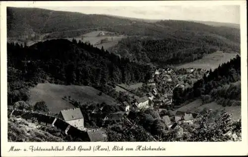 Ak Bad Grund im Harz, Gesamtansicht, Blick vom Hübichenstein