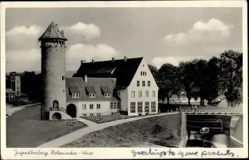 Ak Holzminden im Weserbergland, Jugendherberge des Dt. Jugendherbergswerkes, Turm