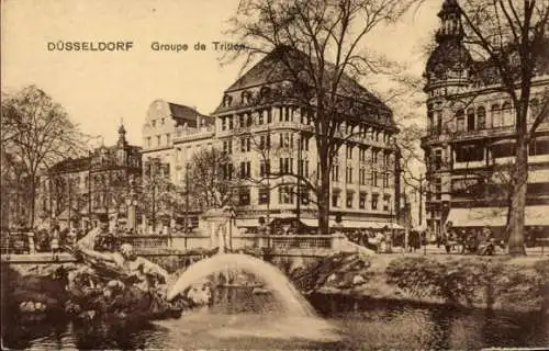 Ak Düsseldorf am Rhein, Tritonengruppe