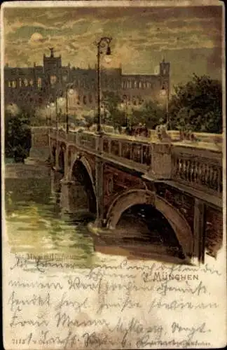 Litho München, Maximilianeum, Brücke