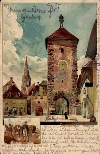 Künstler Litho Kley, H., Freiburg im Breisgau, Schwabentor, Turm