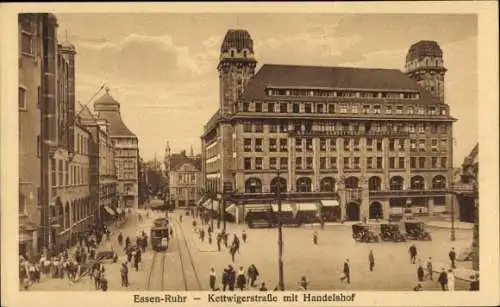 Ak Essen im Ruhrgebiet, Kettwigerstraße, Handelshof, Straßenbahn