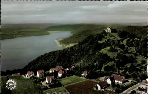 Ak Waldeck am Edersee Hessen, Schloss Waldeck, Fliegeraufnahme