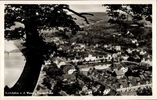 Ak Bad Karlshafen an der Oberweser Hessen, Totalansicht, Franke-Eiche