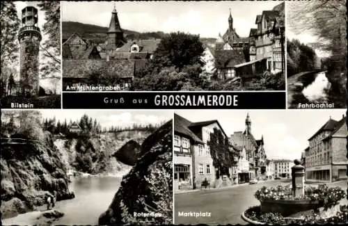 Ak Großalmerode in Hessen, Mühlengraben, Bilstein, Fahrbachtal, Marktplatz