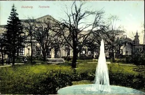 Ak Duisburg im Ruhrgebiet, Tonhalle, Springbrunnen