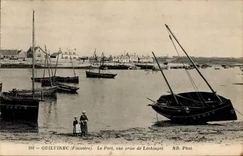 Ak Guilvinec Finistère, Hafen, Blick von Lechiagot aus