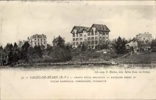 Ak Salies de Béarn Pyrénées Atlantiques, Grand Hotel Bellevue, Pavillon Henri IV