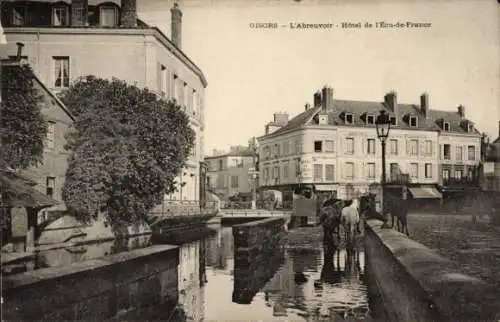 Ak Gisors Eure, Abreuvoir, Hôtel de la Êcu de France