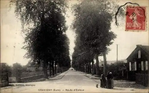 Ak Gravigny, Route de Evreux