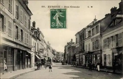 Ak Évreux Eure, Rue Grande