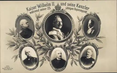 Ak Kaiser Wilhelm II. und seine Kanzler, Portraits