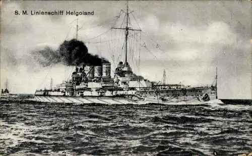 Ak Deutsches Kriegsschiff, SMS Helgoland, Linienschiff, Kaiserliche Marine