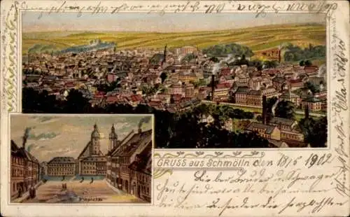 Litho Schmölln in Thüringen, Gesamtansicht, Marktplatz