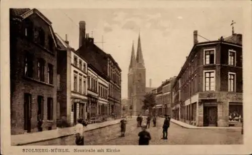 Ak Mühle Stolberg im Rheinland, Neustraße, Kirche, Geschäfte