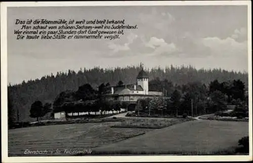 Ak Ebersbach in Sachsen, Restaurant Felsenmühle, Gedicht