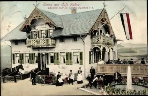 Ak Schönfeld im Zschopautal Wiesenbad im Erzgebirge Sachsen, Cafe Weber, Schweizer Dörfl