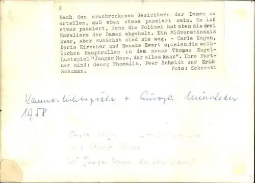 Ak Schauspielerin C. Hagen, D. Kirchner, R. Ewert, Filmszene, Autogramm