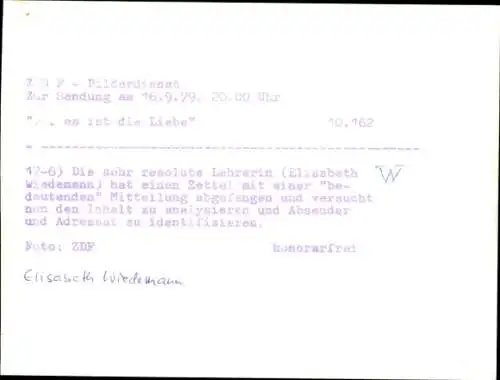 Ak Schauspielerin Elisabeth Wiedemann, Filmszene, Autogramm