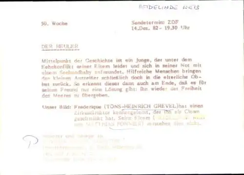 Ak Schauspielerin Heidelinde Weis, Filmszene, Autogramm