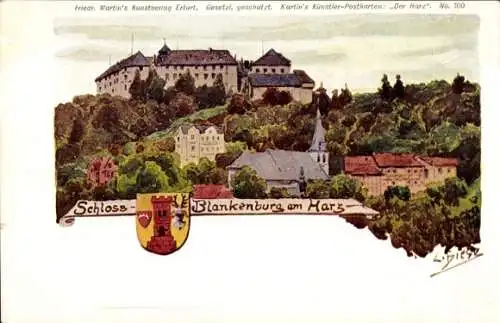 Künstler Ak Blankenburg am Harz, Schloss, Stadtansicht