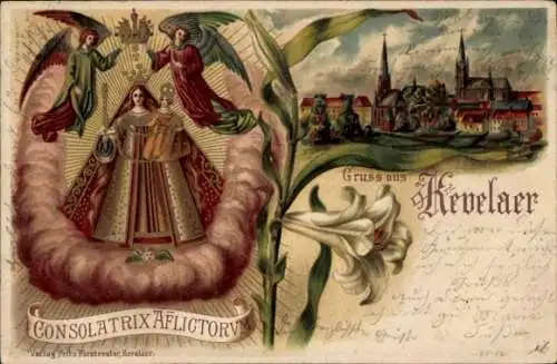 Litho Kevelaer am Niederrhein, Consolatrix Afflictorum, Stadtansicht