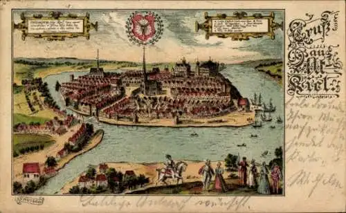 Litho Kiel in Schleswig Holstein, Historische Stadtansicht