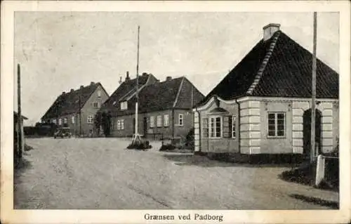 Ak Padborg Dänemark, Partie an der Grenze