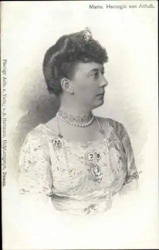 Ak Herzogin Marie von Anhalt, Porträt