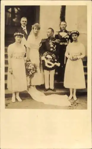 Foto Ak Sibyllenort Schlesien, Hochzeit 2.6.1920, Erbprinz Friedrich Viktor v. Hohenzollern