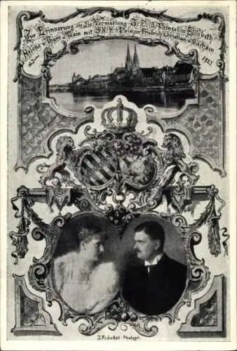 Ak Regensburg, Vermählung Prinzessin Elisabeth von Thurn & Taxis mit Friedrich Christian von Sachsen