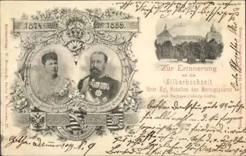 AK Litho Herzog Alfred  und Herzogin Maria von Sachsen-Coburg-Gotha, zur Silberhochzeit