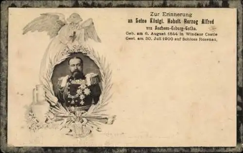 AK Portrait, Herzog Alfred von sachsen-Coburg-Gotha, Trauerkarte