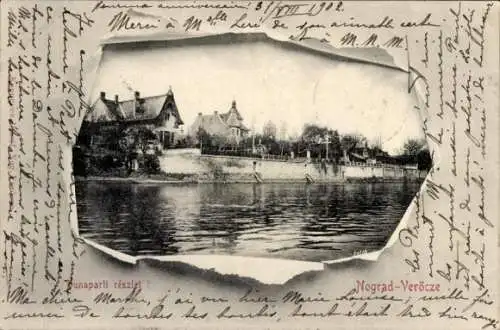 Passepartout Ak Nograd Veröcze Ungarn, Teilansicht