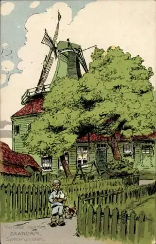 Künstler Ak Zaandam Zaanstad Nordholland, Specerijmolen, Verkade's Biskwie Fabriek