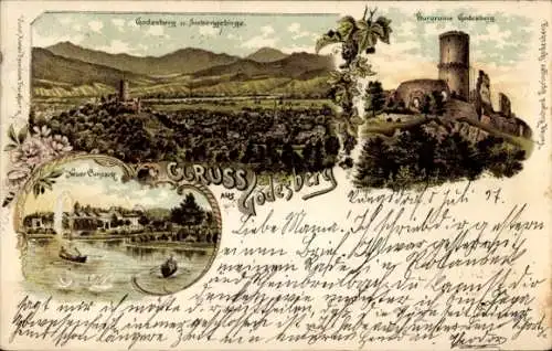 Litho Bad Godesberg Bonn am Rhein, Gesamtansicht, Burgruine, Siebengebirge, Kurpark
