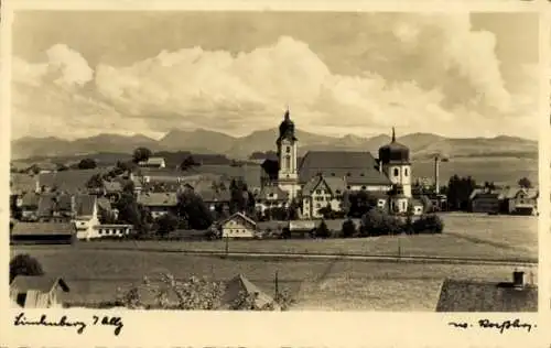 Ak Lindenberg im Allgäu Schwaben, Panorama, Kirche