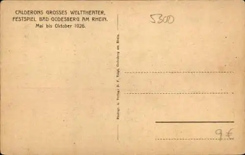 Ak Bad Godesberg Bonn am Rhein, Calderons großes Welttheater, Festspiel 1926