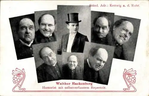 Ak Kettwig Essen im Ruhrgebiet, Humorist Walther Hackenberg, Portraits