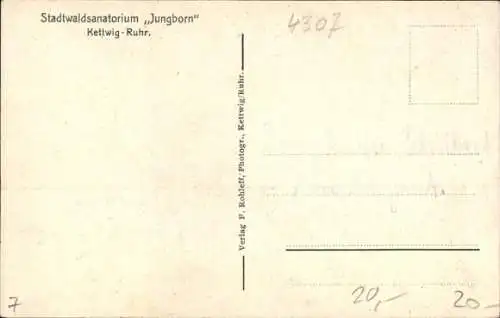 Ak Kettwig Essen im Ruhrgebiet, Stadtwaldsanatorium Jungborn, Damenpark