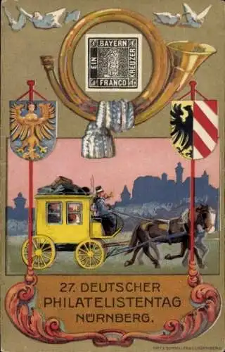 Wappen Ak Nürnberg in Mittelfranken Bayern, 27. Deutscher Philatelistentag 1921